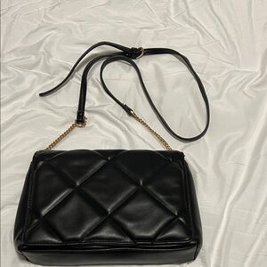 Black Faux Leather Shoulder Bag